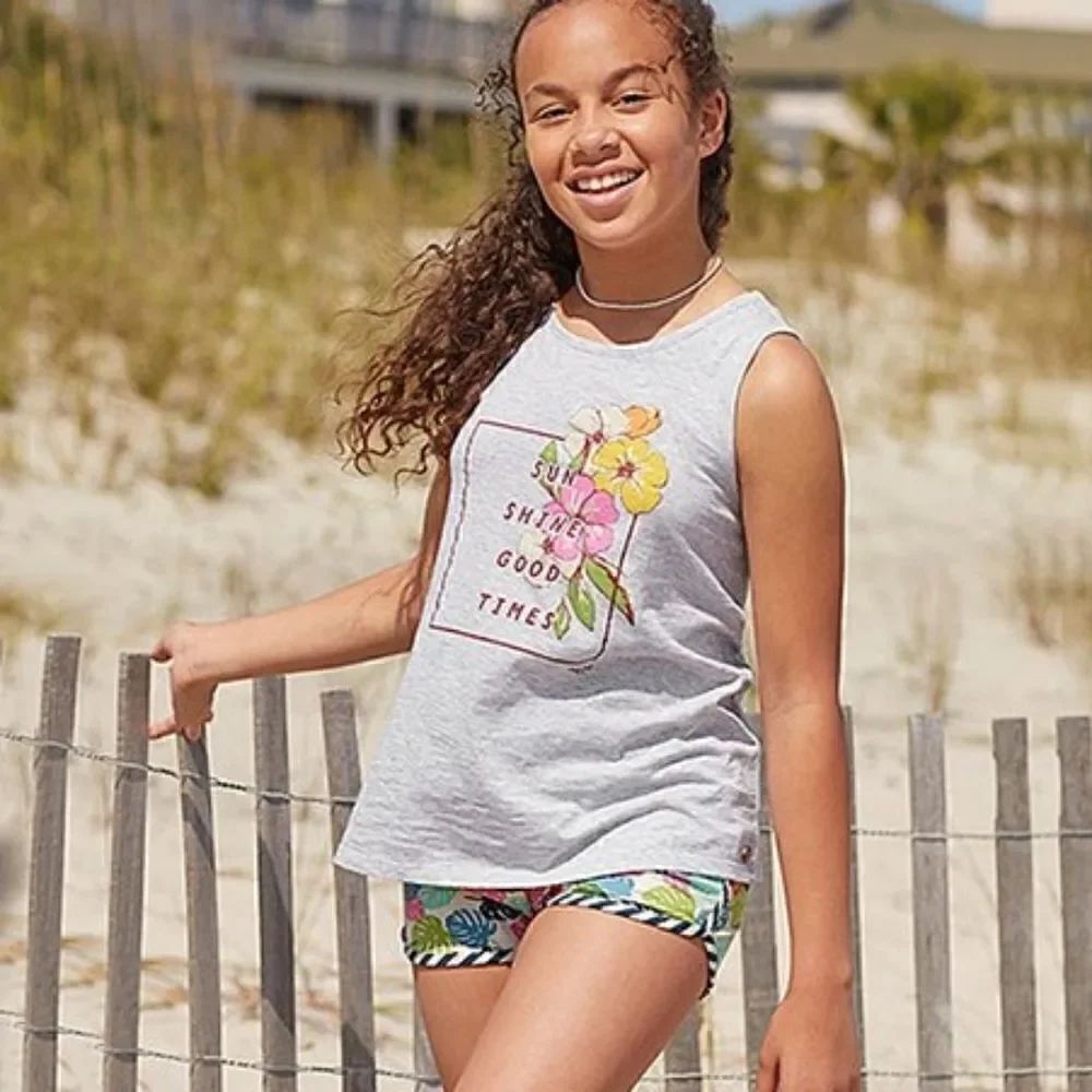 Matilda Jane Sunshine Good Times Tank Gray 435 Girls Size 10.